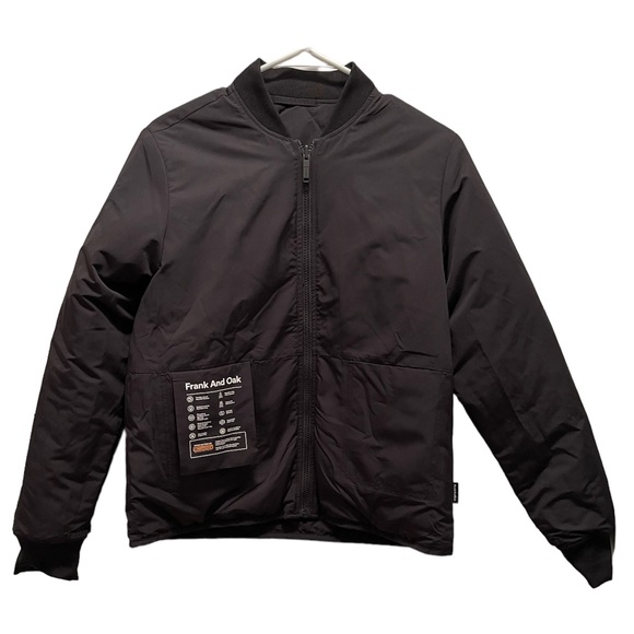 Frank & Oak Black Thermore Reversible Skyline Bomber Jacket Size Small - Picture 2 of 11